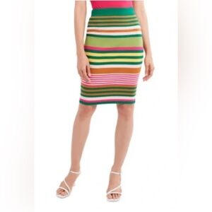 BCBGeneration Striped Ribbed Knit Midi Skirt, XS- NWT